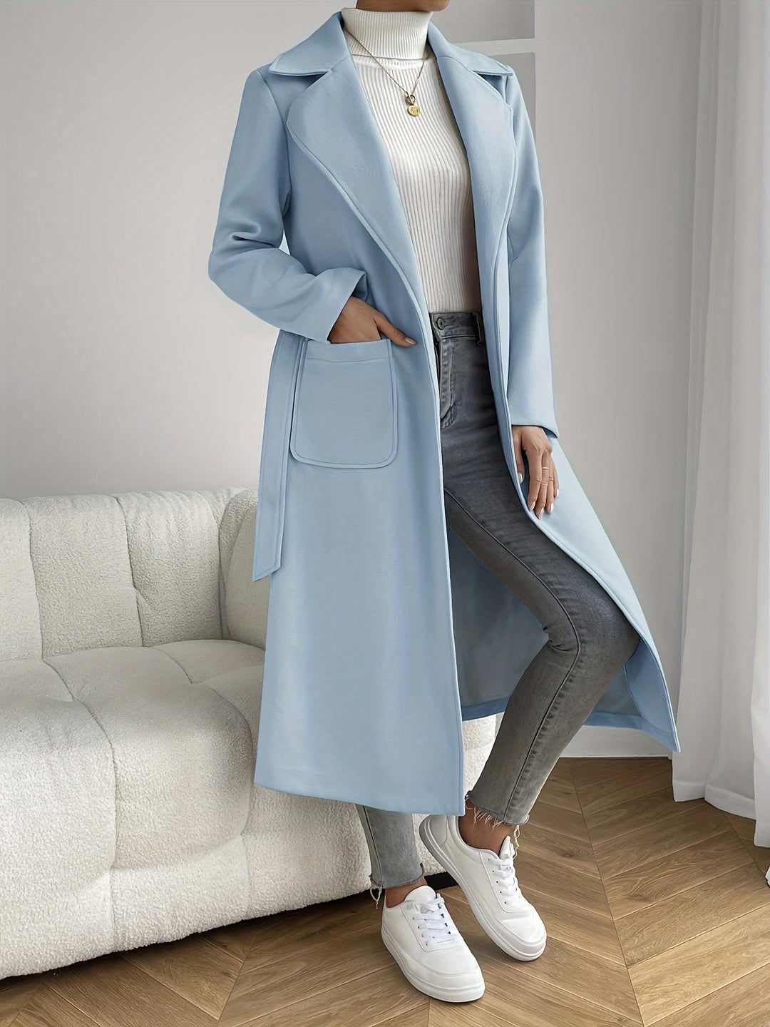 Polly | Elegant Belted Long Coat