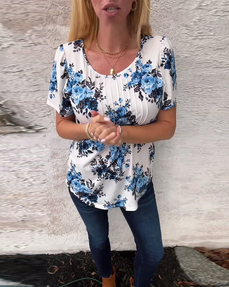 Milania | Floral Pleated Tee