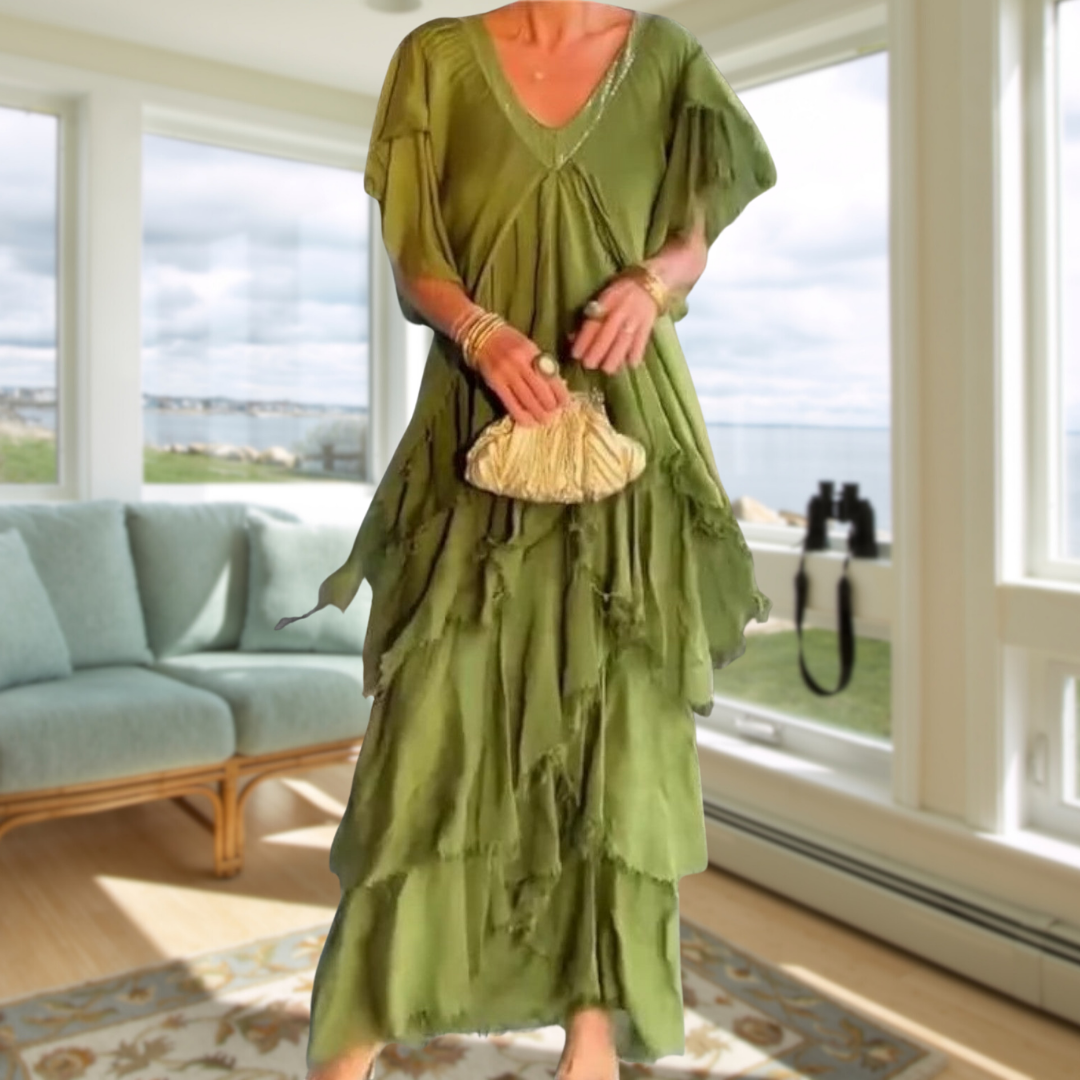 Maine | Ruffled V-Neck Maxi