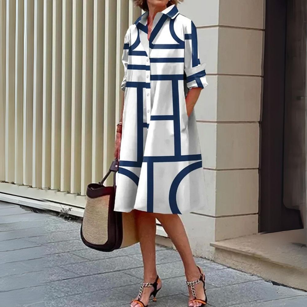 Ayah | Striped Collared Midi