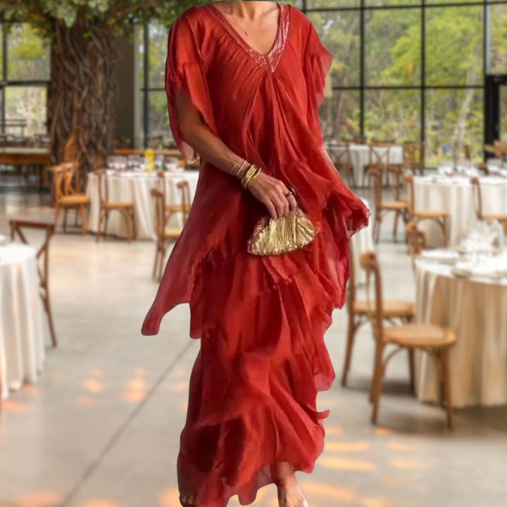 Maine | Ruffled V-Neck Maxi