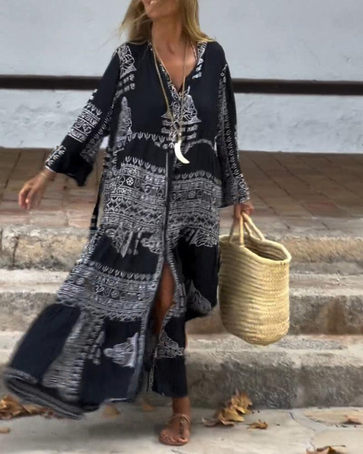 Emy | Trendy V-Neck Bell Sleeve Dress