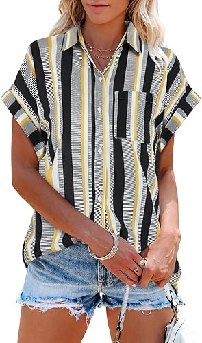 Magdalene | Striped V-Neck Blouse