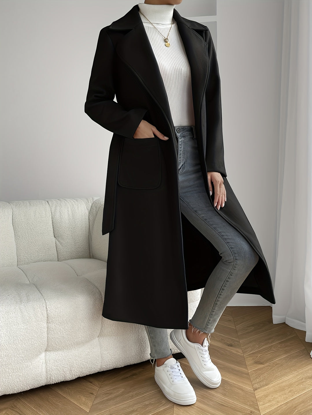 Polly | Elegant Belted Long Coat
