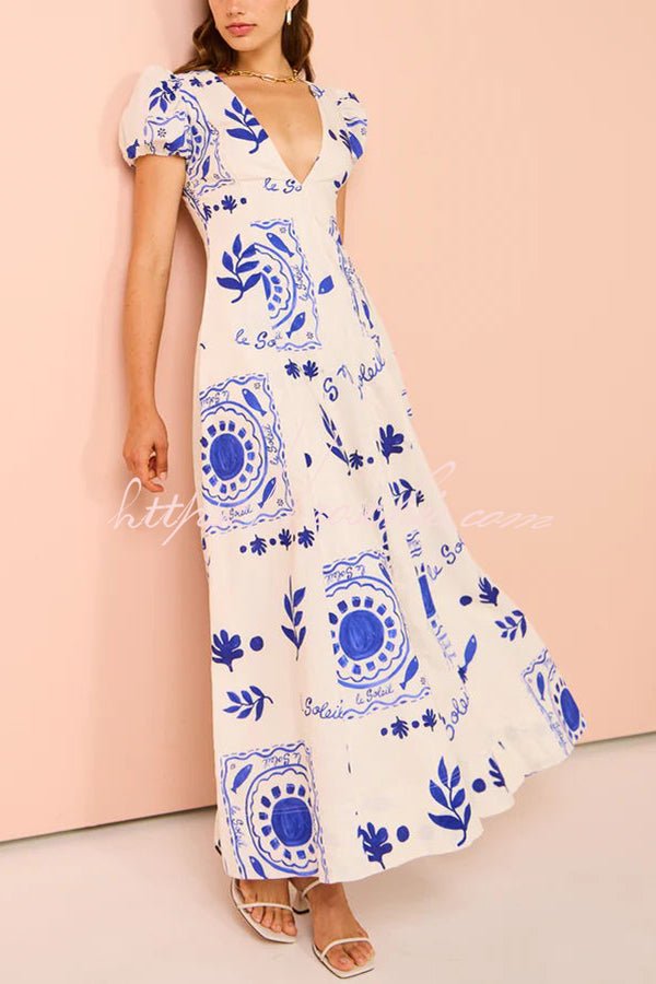 Avermy | Graceful Blue Floral Dress