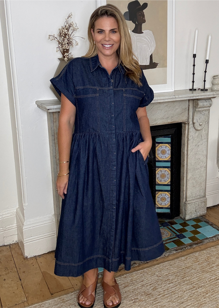 Annia | Deep Indigo Midi Dress