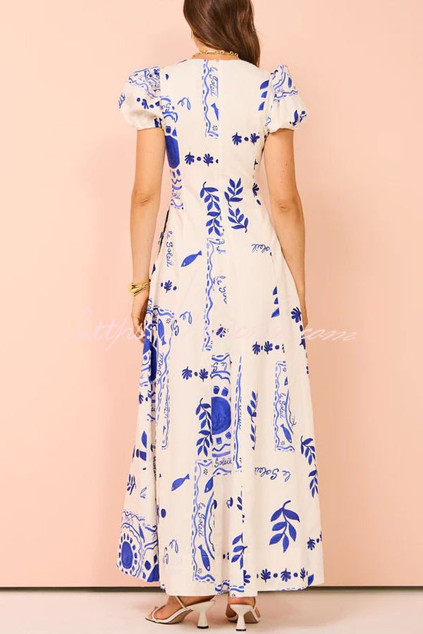 Avermy | Graceful Blue Floral Dress