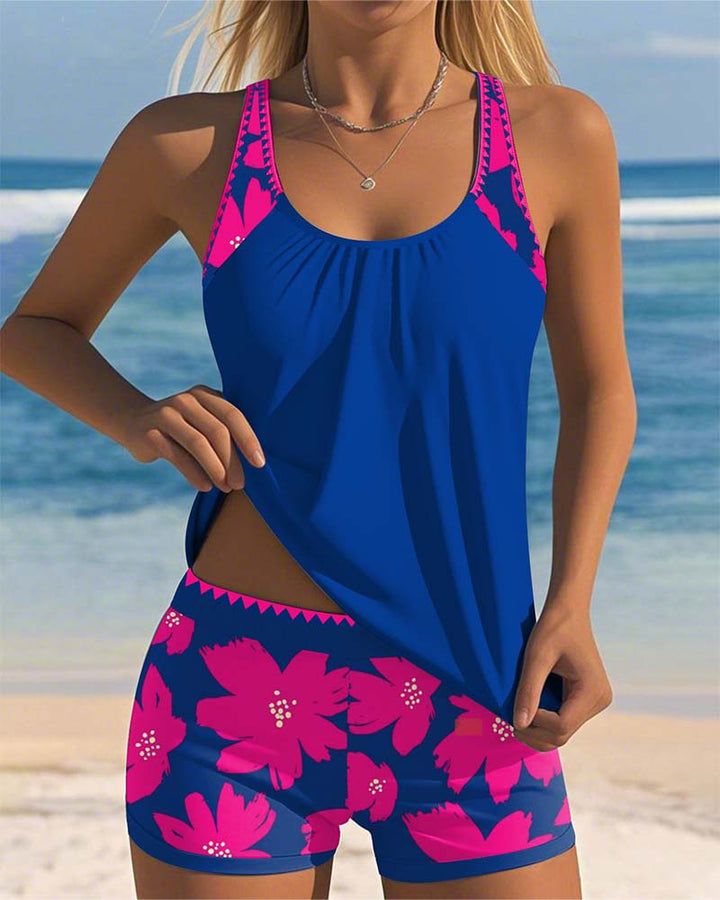 Edith | Sleeveless Printed Tankini